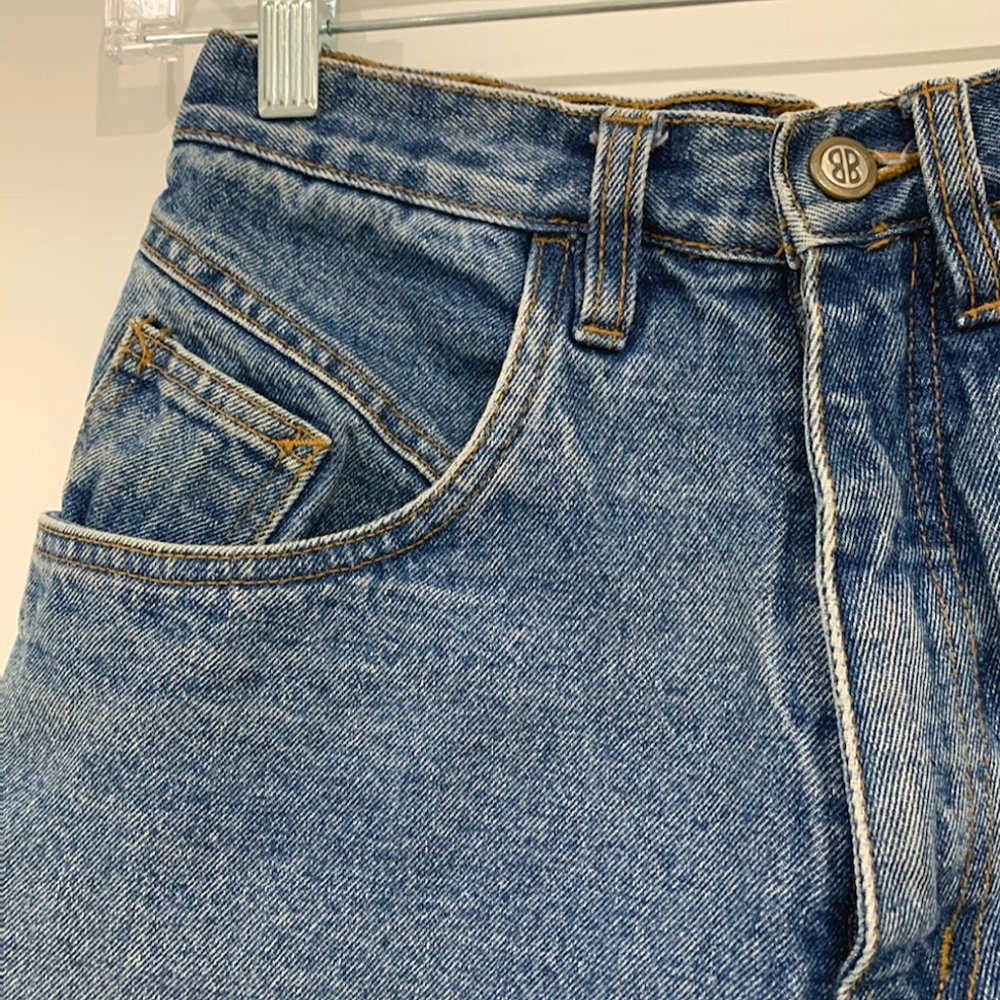 bill blass High-Waist Rolled Hem Denim Shorts in Blue - Picture 5 of 9